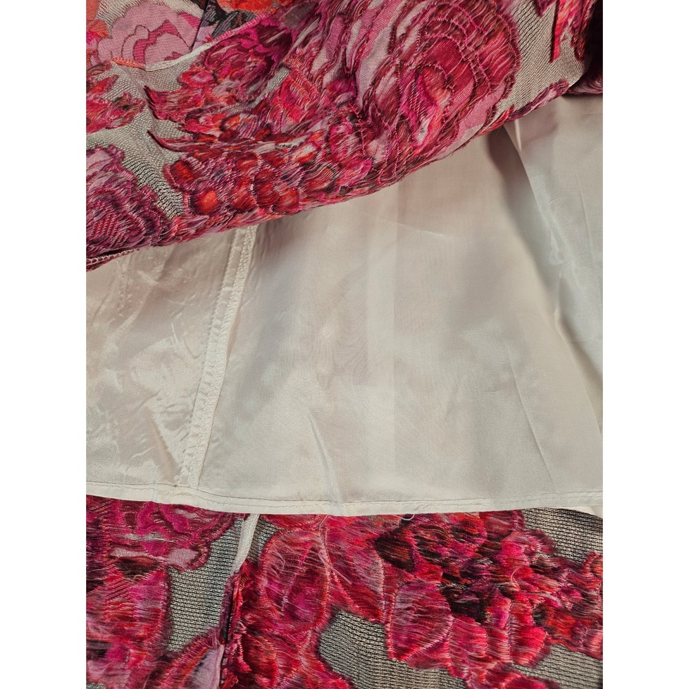 Adrianna Papell Dress Size 6 Floral Sheer Jacquard Off Shoulder Pink Multi - Picture 9 of 15